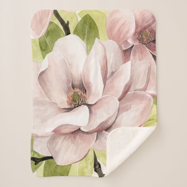 Couverture Sherpa Rougissent les fleurs de magnolia (Devant)
