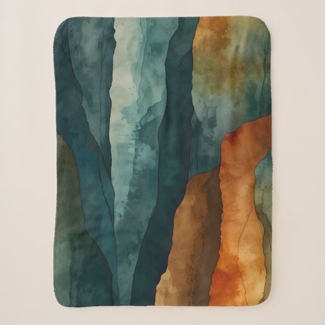 Couverture Sherpa Rouille et Turquoise (Devant)