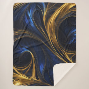 Couverture Sherpa Royal Blue Gold Abstrait Swirl