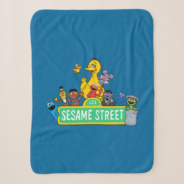Couverture Sherpa Rue Sésame | Couleur complète avec Pals (Devant)