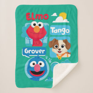 Couverture Sherpa Rue Sésame   Elmo, Tango, & Grover Park Graphic