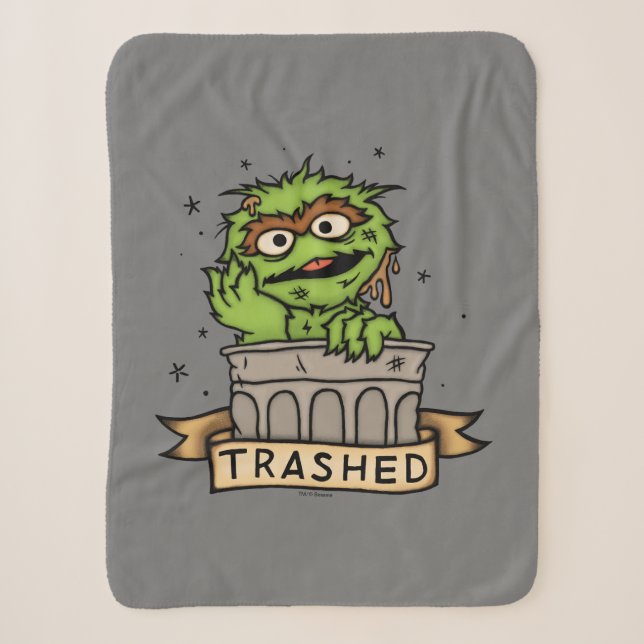 Couverture Sherpa Rue Sésame | Oscar the Grouch Trashed (Devant)