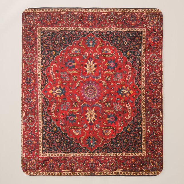 Couverture Sherpa Rug perse rouge de Mashhad (Devant)