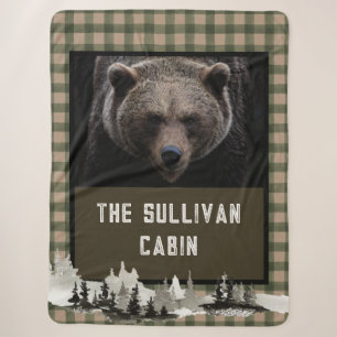 Couverture Sherpa Russe Cabine forestier personnalisé Grizzly Bear