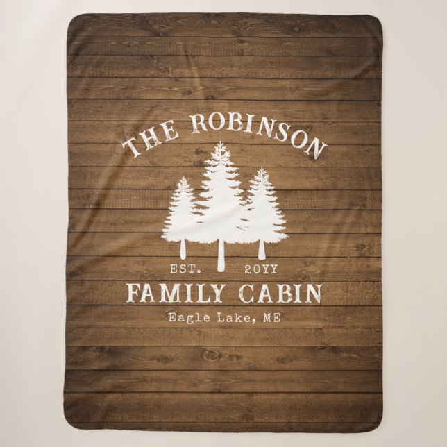 Couverture Sherpa Rustic Country Famille Cabines Arbres Bois Planche (Devant)