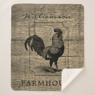 Couverture Sherpa Rustic Farmhouse Rooster Grange Bois Nom de famill