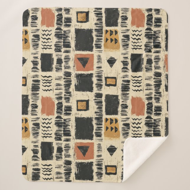 Couverture Sherpa Rustic Mudcloth Geometric Pattern (3) (Devant)
