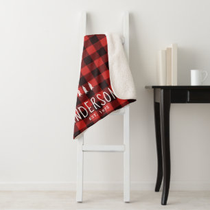 Couverture Sherpa Rustique Pays Rouge & Black Flannel Personnalisé