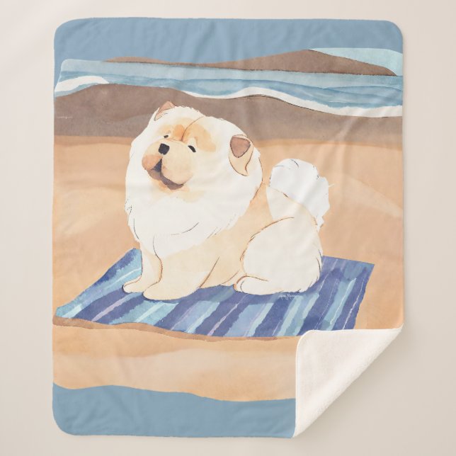 Couverture Sherpa SABLE N'SEA Crem Chow Chow Sherpa Blanket (Devant)
