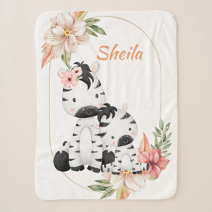 Couverture Sherpa Safari Personnalisé Animaux Fille Blanche bébé