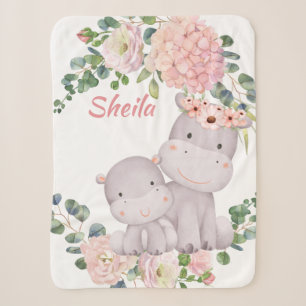 Couverture Sherpa Safari Personnalisé Animaux Fille Blanche bébé