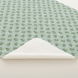 Couverture Sherpa Sage Bubble Frogs - laurier vert enfants motif.