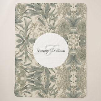 Couverture Sherpa Sage Green Floral Élégant