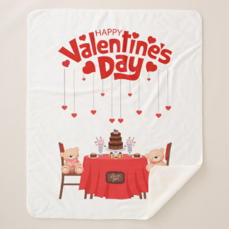 Couverture Sherpa Saint-Valentin Cute Chocolates Coeurs Nounours