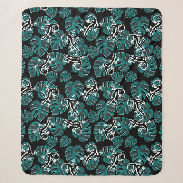 Couverture Sherpa Salamander et Motif de la feuille verte (Devant)