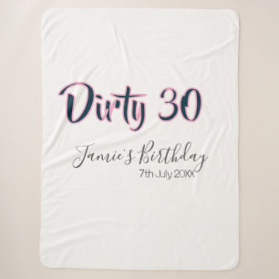 Couverture Sherpa Sale 30 joyeux anniversaire nom date rose gris cal