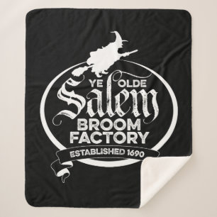 Couverture Sherpa Salem Witch Broom Factory - drôle vintage gothique