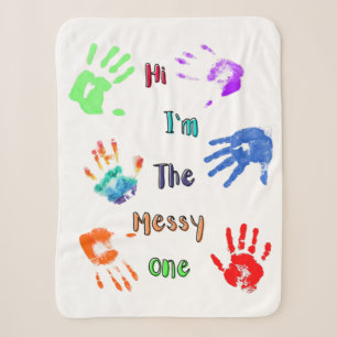 Couverture Sherpa Salut, je suis The Messy One - Paint Handprints