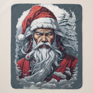 Couverture Sherpa Samurai Père Noël Warrior Christmas Art Cadeau