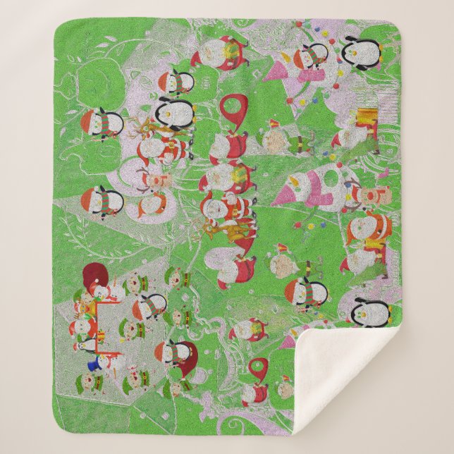 Couverture Sherpa Santa Magical Green New Year (Devant)