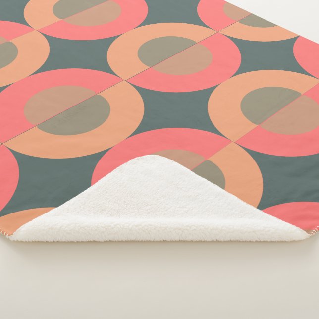 Couverture Sherpa Saumon moderne du milieu du siècle et olive (3/4)
