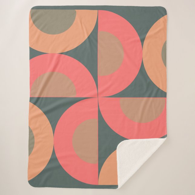 Couverture Sherpa Saumon moderne du milieu du siècle et olive (Devant)