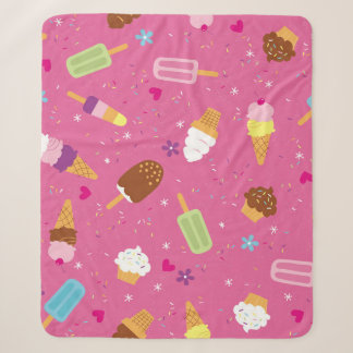 Couverture Sherpa Saupoudrer, cupcakes, glaces et coquelicots