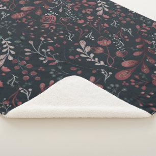 Couverture Sherpa Scandinave Floral Folal Art Motif sans couture