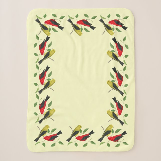 Couverture Sherpa Scarlet Tanagers Bird Art Sherpa Blanket (Devant)
