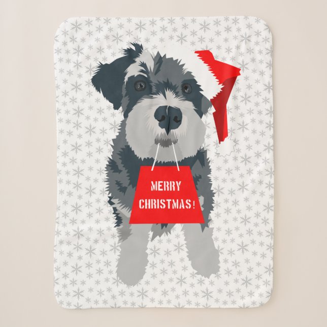Couverture Sherpa Schnauzer de Noël Chien Santa Hat Sherpa Blanket (Devant)