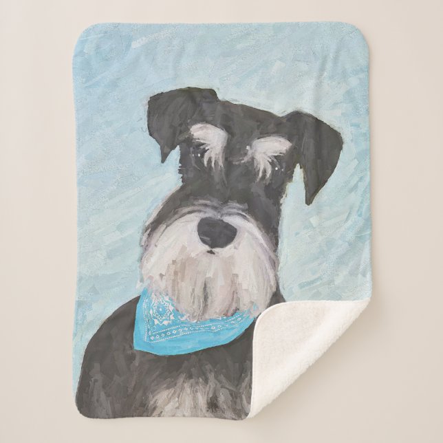 Couverture Sherpa Schnauzer (Miniature) Peinture - Chien original mi (Devant)