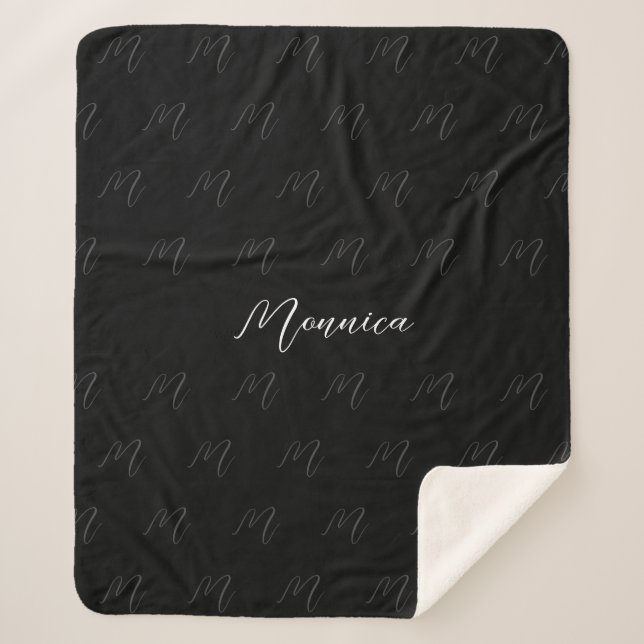Couverture Sherpa Script Black Elegant personnalisé (Devant)