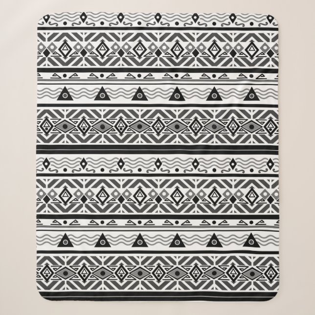 Couverture Sherpa Seamless monochrome folk ethno pattern background (Devant)