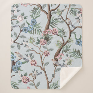 Couverture Sherpa Seamless pattern in chinoiserie style with peonies