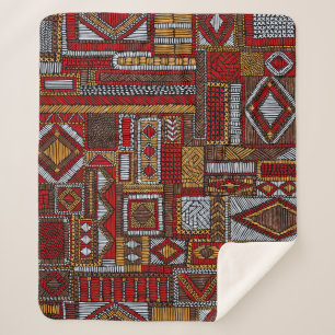 Couverture Sherpa Seamless pattern in patchwork style. Embroidered E