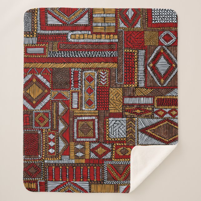 Couverture Sherpa Seamless pattern in patchwork style. Embroidered E (Devant)
