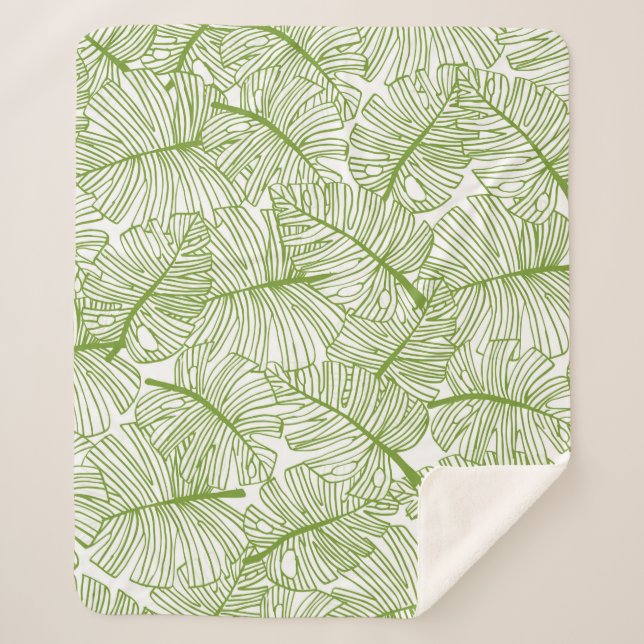 Couverture Sherpa Seamless pattern Monstera leaves background. Flora (Devant)