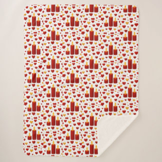 Couverture Sherpa "Seamless Red & Gold Candlelight Hearts Pattern – 