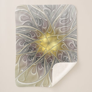 Couverture Sherpa S'épanouir avec une fleur fractale abstraite moder