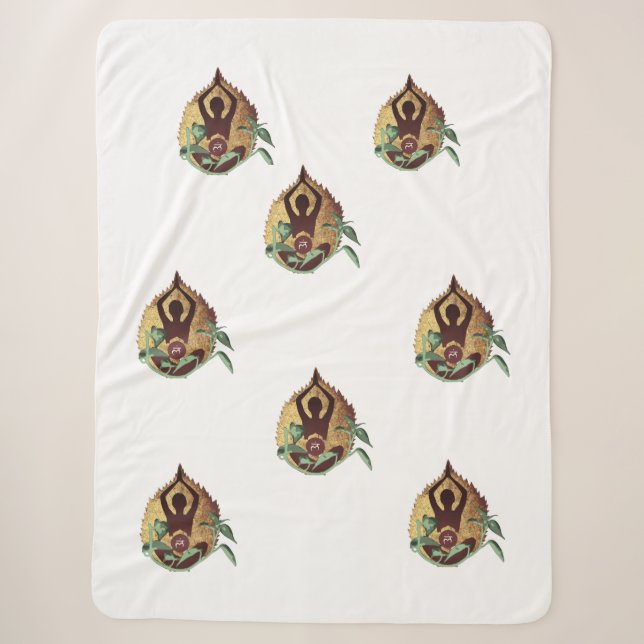 Couverture Sherpa "Serene Harmony: Lotus Silhouette with Nature Symb (Devant)