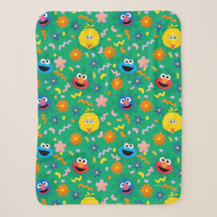 Couverture Sherpa Sesame Street Green Floral Motif
