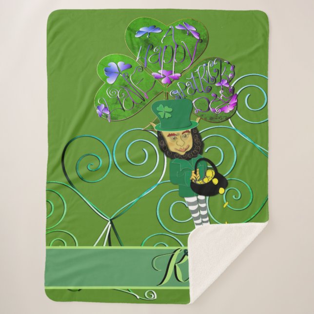 Couverture Sherpa Shamrock Leprechaun (Devant)