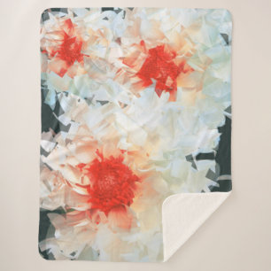 Couverture Sherpa Sherpa Blanket Fleurs Blanc Cubiste Noir Blanc