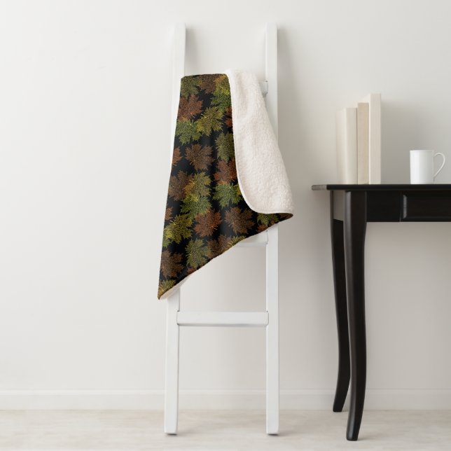 Couverture Sherpa Sherpa Blanket Grande Taille Feuilles Automnes (En situation)