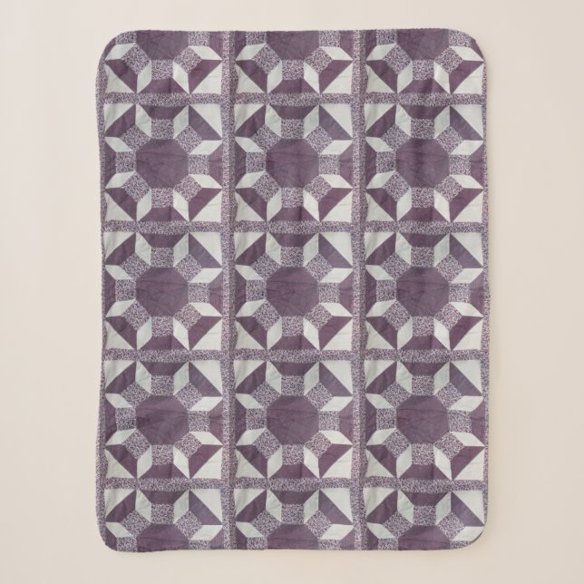 Couverture Sherpa Sherpa Blanket - Motif de courtepointe violet (Devant)