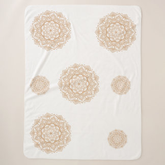 Couverture Sherpa Sherpa Blanket with Mandala Patterns in Soft Brown