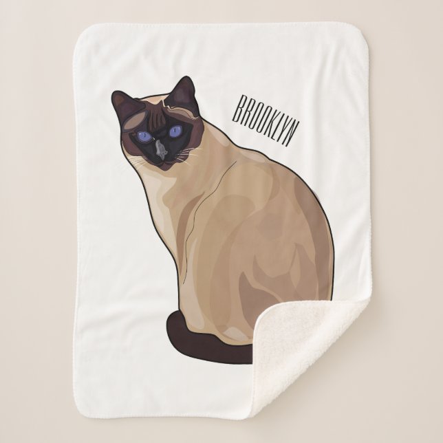 Couverture Sherpa Siamese cat cartoon (Devant)