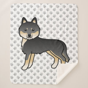 Couverture Sherpa Siberian Husky noir et feu Chien de dessin animé m