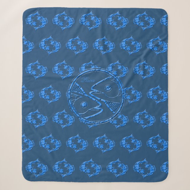 Couverture Sherpa Signe Horoscope Zodiac Motif étoile bleue Pisces (Devant)