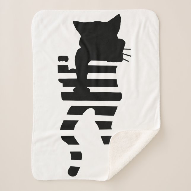 Couverture Sherpa Silhouette de chat noir (Devant)